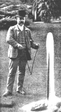 Vintage photo of man dowsing for water